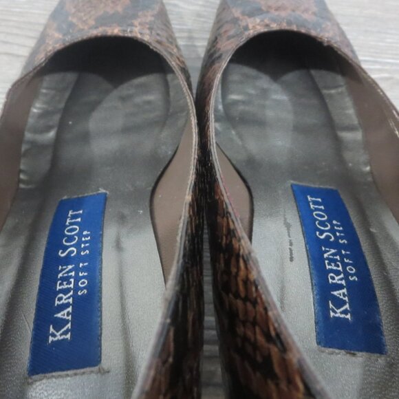 Karen Scott DEANNA Leather Snakeskin Brown Pumps Heels Shoes 5.5 Block Heel - Picture 12 of 16